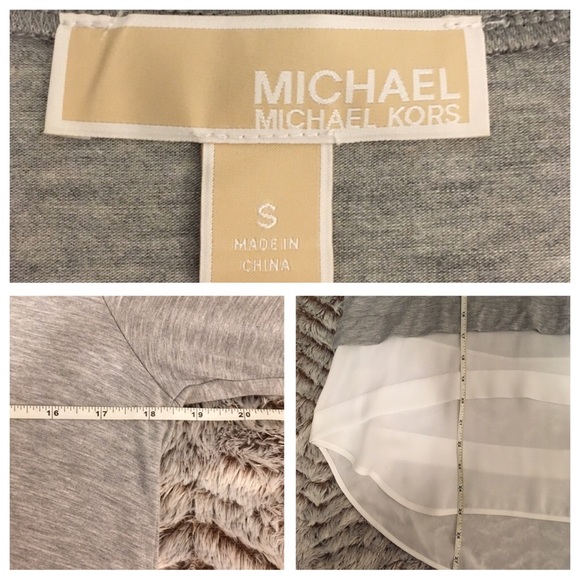 💕Michael Kors Gray High-Low Top/White Sheer Layer - Picture 7 of 8